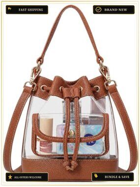 Stadium Approved Clear Crossbody Bag TPU Vegan Leather Trim